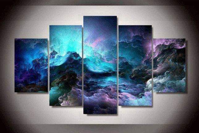 Rainbow Clouds - Abstract 5 Panel Canvas Art Wall Decor Rainbow Clouds - Abstract 5 Panel Canvas Art Wall Decor