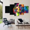 Rainbow Dog 1 - Animal 5 Panel Canvas Art Wall Decor