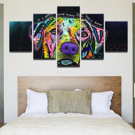 Rainbow Dog - Animal 5 Panel Canvas Art Wall Decor Rainbow Dog - Animal 5 Panel Canvas Art Wall Decor