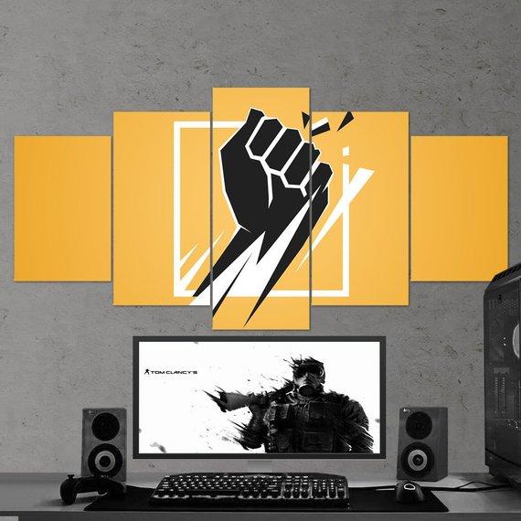 Rainbow Six Siege Minimalist Logo - Gaming 5 Panel Canvas Art Wall Decor Rainbow Six Siege Minimalist Logo - Gaming 5 Panel Canvas Art Wall Decor