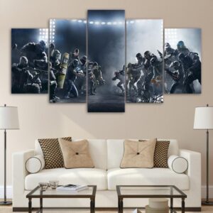 Rainbow Six War - Gaming 5 Panel Canvas Art Wall Decor