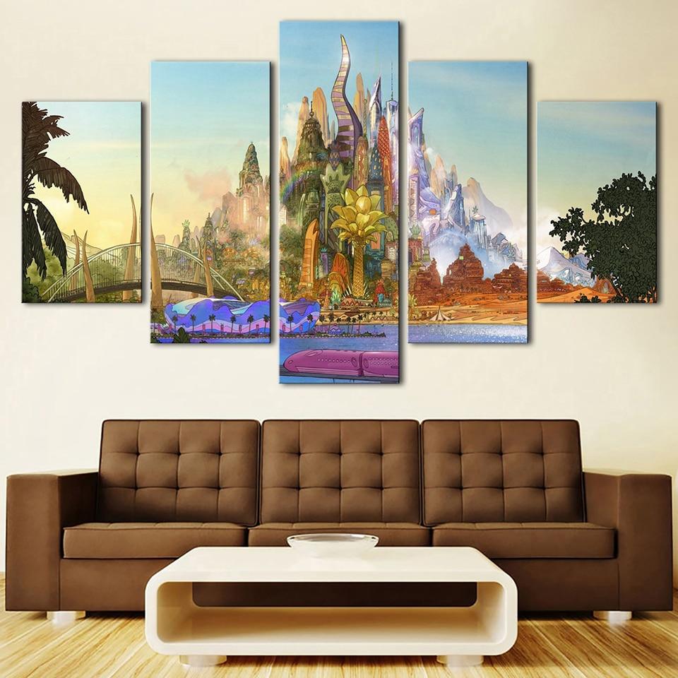 Rainbows Tree Mountain - Nature 5 Panel Canvas Art Wall Decor Rainbows Tree Mountain - Nature 5 Panel Canvas Art Wall Decor