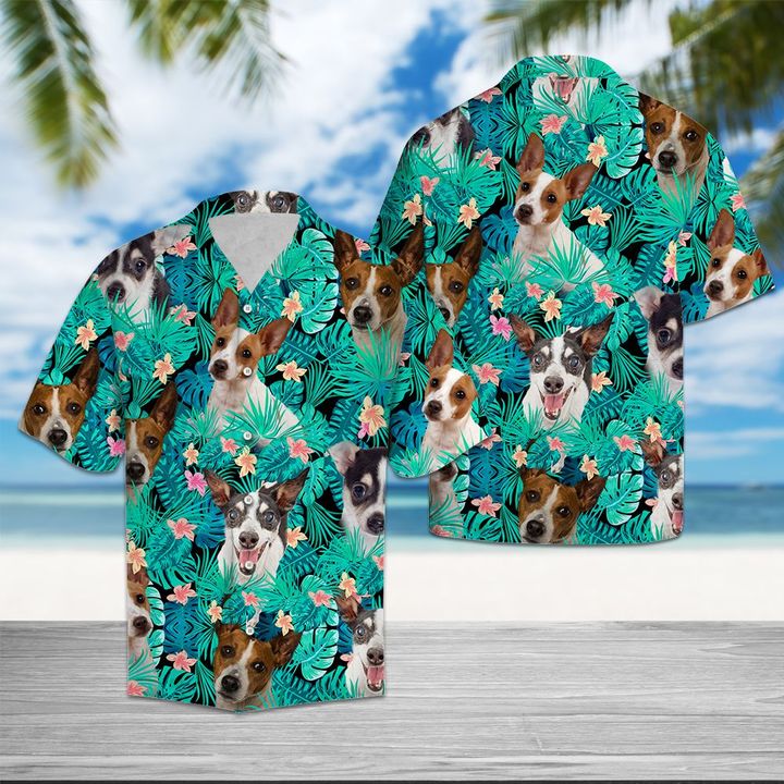 Rat Terrier Tropical Hawaiian Shirt Summer Button Up Rat Terrier Tropical Hawaiian Shirt Summer Button Up