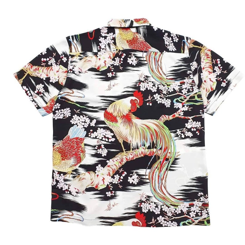 Rayon Crepe Japanese Chicken Onaga Dori Hawaiian Shirt Rayon Crepe Japanese Chicken Onaga Dori Hawaiian Shirt