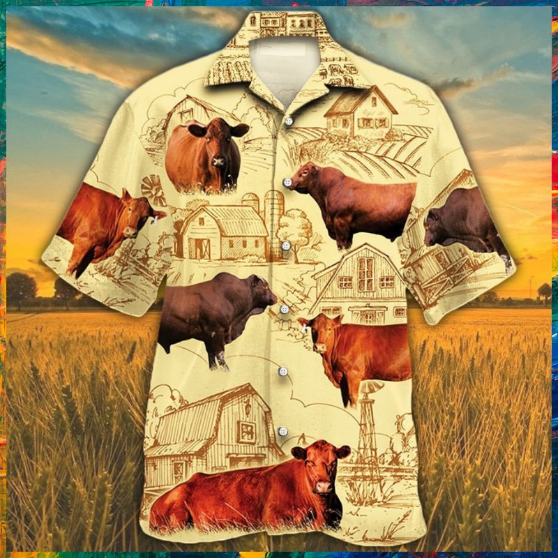 Red Angus Cattle Farm Hawaiian Shirt Red Angus Cattle Farm Hawaiian Shirt