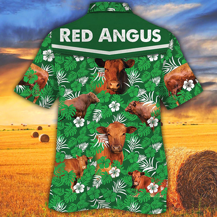 Red Angus Green Floral Hawaiian Shirt Red Angus Green Floral Hawaiian Shirt