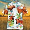 Red Angus Pineapple Tropical Flower Hawaiian Shirt