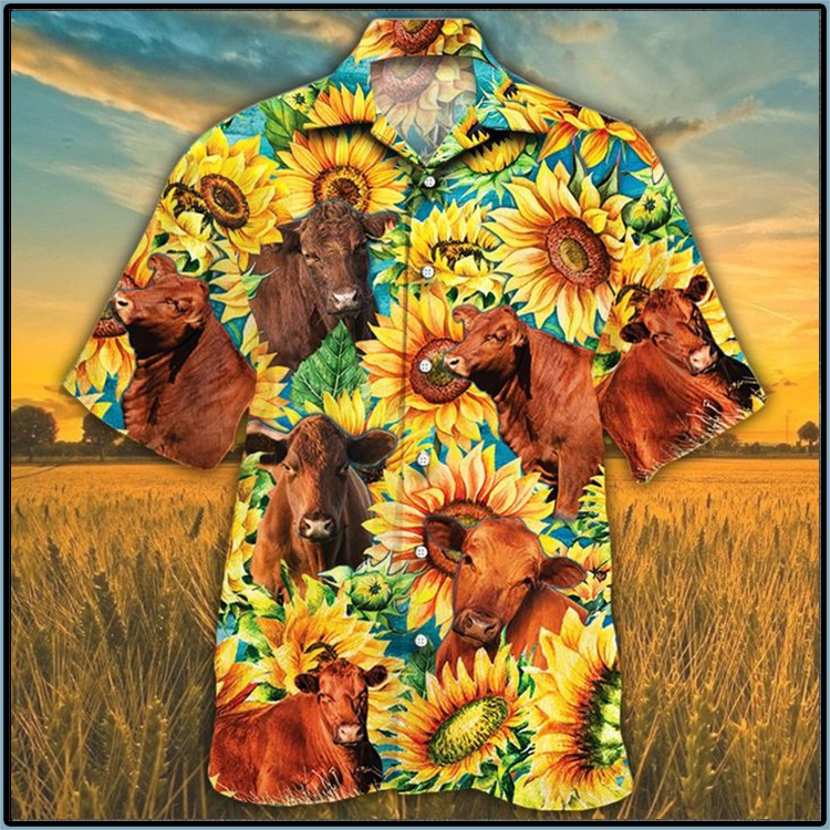 Red Angus Sunflower Hawaiian Shirt Red Angus Sunflower Hawaiian Shirt