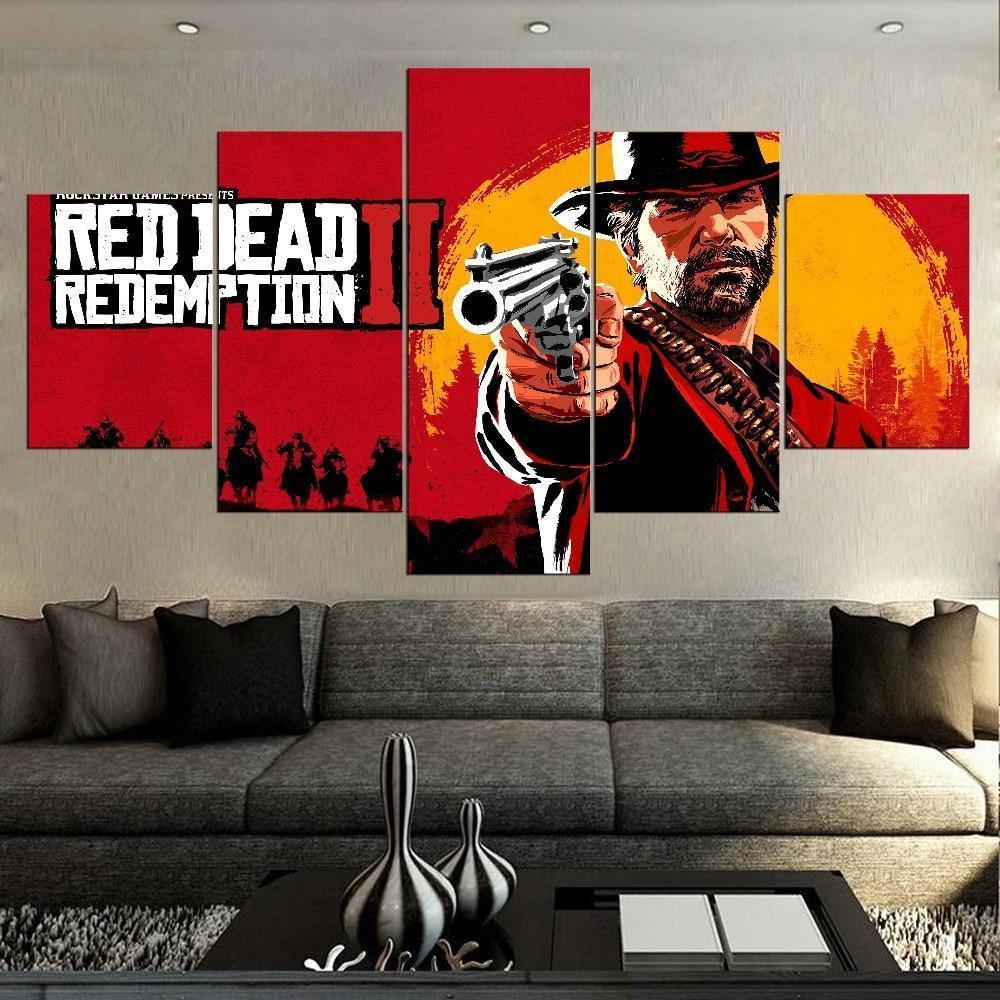 Red Dead Redemption 2 Background - Gaming 5 Panel Canvas Art Wall Decor Red Dead Redemption 2 Background - Gaming 5 Panel Canvas Art Wall Decor