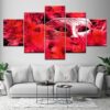 Red Feather Mask - Abstract 5 Panel Canvas Art Wall Decor