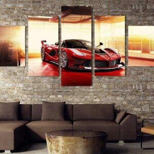 Red Ferrari - Automative 5 Panel Canvas Art Wall Decor