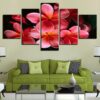 Red Flower 01 - Nature 5 Panel Canvas Art Wall Decor