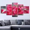Red Flowers 3 - Nature 5 Panel Canvas Art Wall Decor