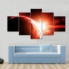 Red Gasy Planet With Its Star - Space 5 Panel Canvas Art Wall Decor