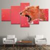 Red Leopard - Abstract Animal 5 Panel Canvas Art Wall Decor