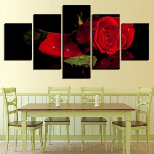 Red Rose 02 - Nature 5 Panel Canvas Art Wall Decor Red Rose 02 - Nature 5 Panel Canvas Art Wall Decor