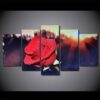 Red Rose Sunset 08 - Nature 5 Panel Canvas Art Wall Decor