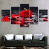 Red Roses 4 - Nature 5 Panel Canvas Art Wall Decor
