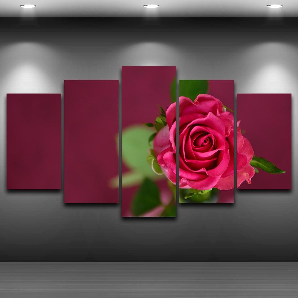 Red Roses Flower - Nature 5 Panel Canvas Art Wall Decor Red Roses Flower - Nature 5 Panel Canvas Art Wall Decor