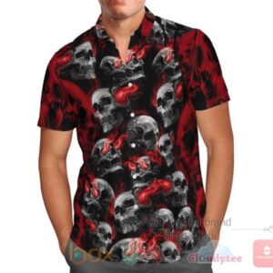 Red Skull Smoke Hawaiian Shirt