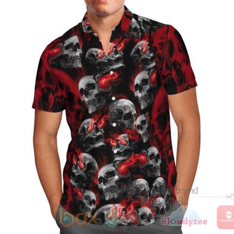 Red Skull Smoke Hawaiian Shirt Red Skull Smoke Hawaiian Shirt