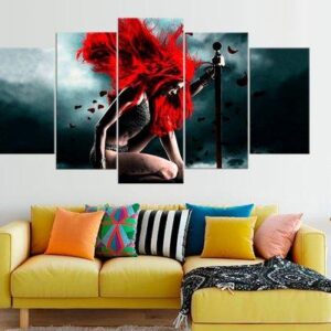 Red Sonja With Sword Girls - Movie 5 Panel Canvas Art Wall Decor