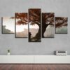 Red Tree Natural - Nature 5 Panel Canvas Art Wall Decor