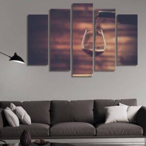 Red Wine 02 - Wine 5 Panel Canvas Art Wall Decor