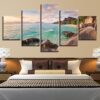 Reef Stone And Blue Sea Water - Sapce 5 Panel Canvas Art Wall Decor