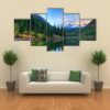 Reflection Of Snowcapped Maroon Bells In Fall - Nature 5 Panel Canvas Art Wall Decor