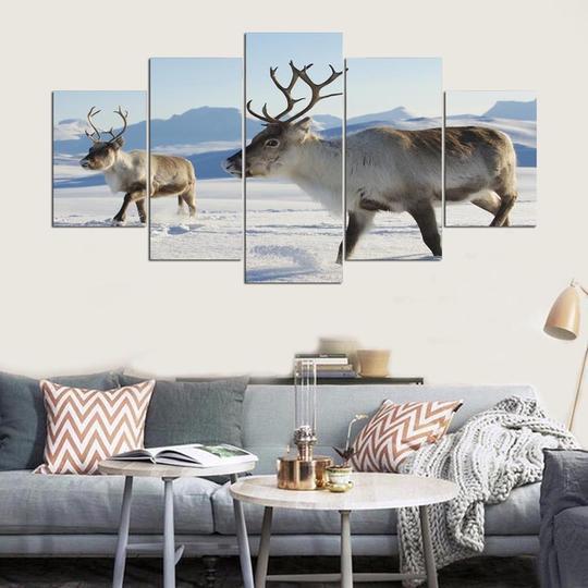 Reindeer - Animal 5 Panel Canvas Art Wall Decor Reindeer - Animal 5 Panel Canvas Art Wall Decor