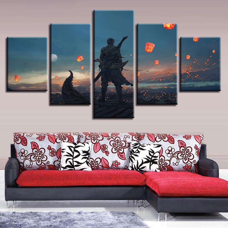 Retro Chivalrous Man And Sky - Abstract 5 Panel Canvas Art Wall Decor Retro Chivalrous Man And Sky - Abstract 5 Panel Canvas Art Wall Decor