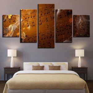 Retro Score - Music 5 Panel Canvas Art Wall Decor