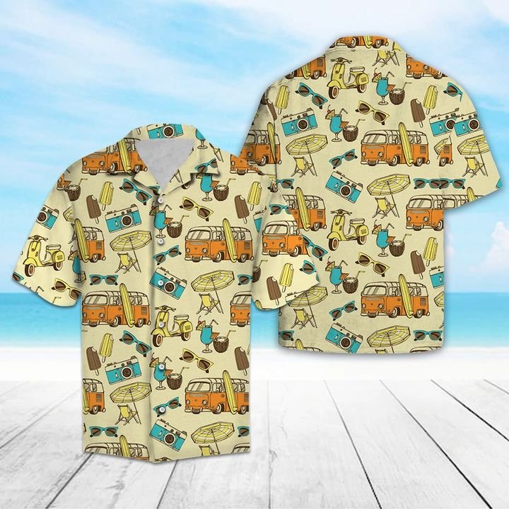 Retro Summer Vacation Hawaiian Shirt Summer Button Up Retro Summer Vacation Hawaiian Shirt Summer Button Up