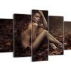 Retro Woman Body Portrait Beauty - Abstract 5 Panel Canvas Art Wall Decor
