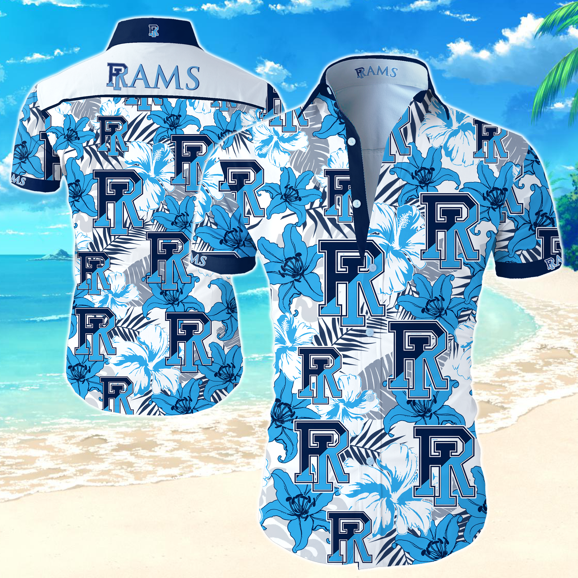 Rhode Island Rams Hawaiian Shirt Summer Button Up Rhode Island Rams Hawaiian Shirt Summer Button Up