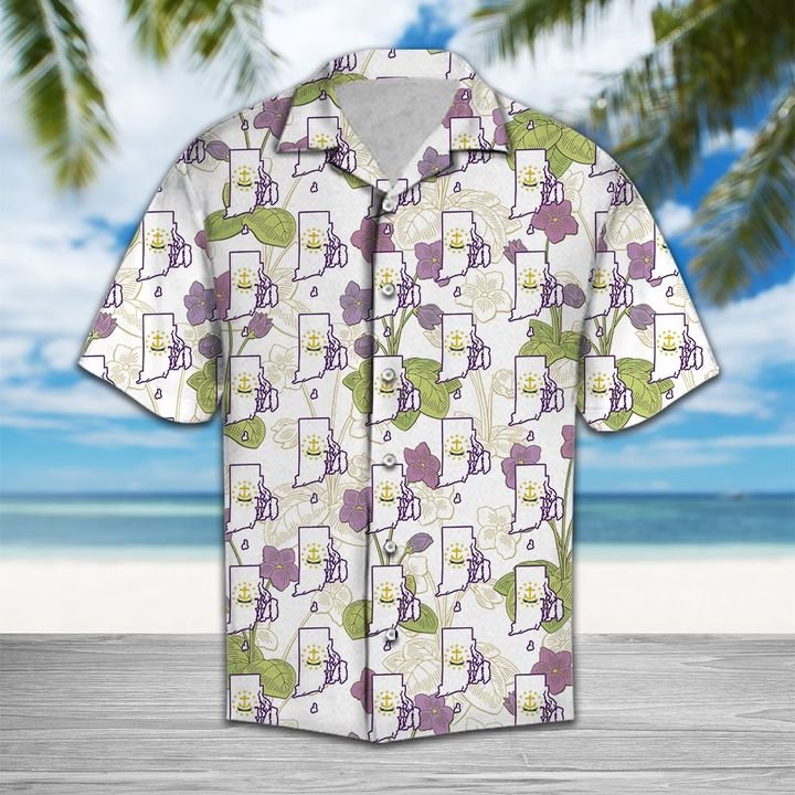 Rhode Island Violet Flower Hawaiian Shirt Summer Button Up Rhode Island Violet Flower Hawaiian Shirt Summer Button Up