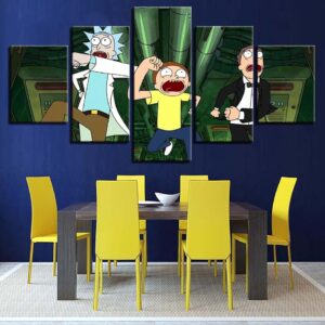 Rick And Morty #14 - Cartoon 5 Panel Canvas Art Wall Decor