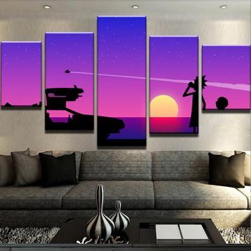 Rick And Morty “Back To The Future” - Cartoon 5 Panel Canvas Art Wall Decor Rick And Morty “Back To The Future” - Cartoon 5 Panel Canvas Art Wall Decor