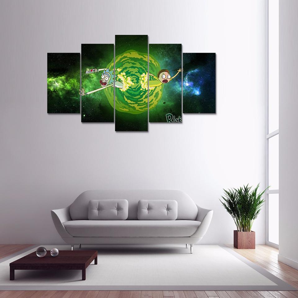 Rick And Morty Black Hole - Cartoon 5 Panel Canvas Art Wall Decor Rick And Morty Black Hole - Cartoon 5 Panel Canvas Art Wall Decor