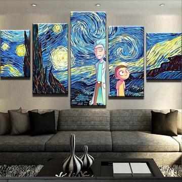 Rick And Morty “Starry Night” 1 - Cartoon 5 Panel Canvas Art Wall Decor Rick And Morty “Starry Night” 1 - Cartoon 5 Panel Canvas Art Wall Decor
