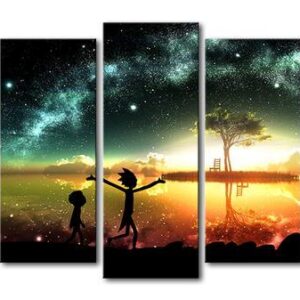 Rick And Morty Stars Night Eve - Cartoon 5 Panel Canvas Art Wall Decor