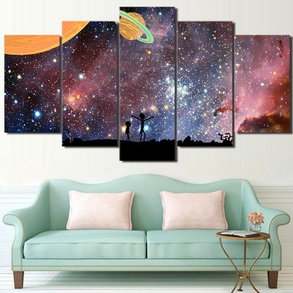 Rick And Morty Stars Universe Sky - Anime And Space 5 Panel Canvas Art Wall Decor Rick And Morty Stars Universe Sky - Anime And Space 5 Panel Canvas Art Wall Decor