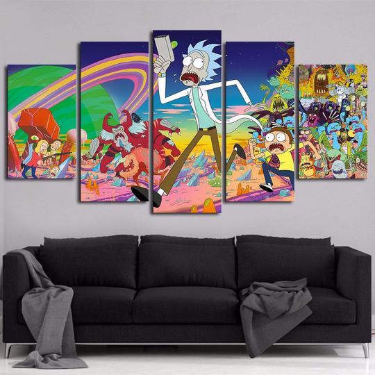 Rick And Morty - Anime 5 Panel Canvas Art Wall Decor Rick And Morty - Anime 5 Panel Canvas Art Wall Decor