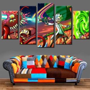 Rick & Morty Inspired 5 - Cartoon 5 Panel Canvas Art Wall Decor