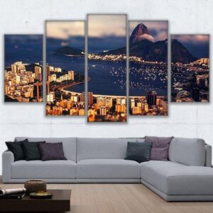 Rio De Janeiro 1 - Nature 5 Panel Canvas Art Wall Decor