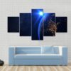 Rising Blue Sun On Planet Earth - Space 5 Panel Canvas Art Wall Decor