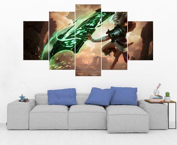 Riven - League Of Legends - Gaming 5 Panel Canvas Art Wall Decor Riven - League Of Legends - Gaming 5 Panel Canvas Art Wall Decor