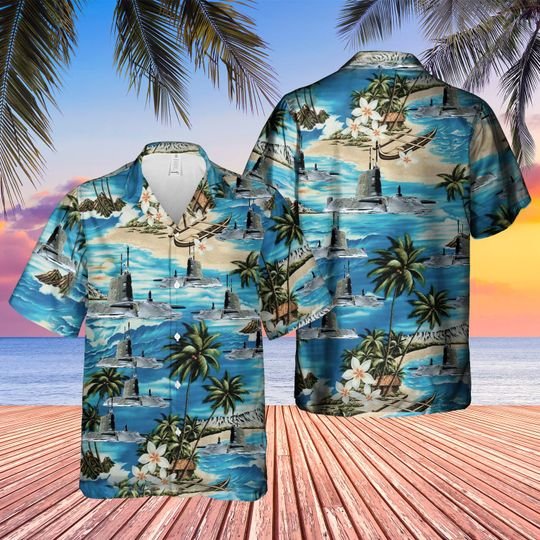 Rn Astute Class Submarine Artful (S121) Hawaiian Shirt Rn Astute Class Submarine Artful (S121) Hawaiian Shirt