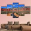 Road To Red Rock Canyon - Nature 5 Panel Canvas Art Wall Decor